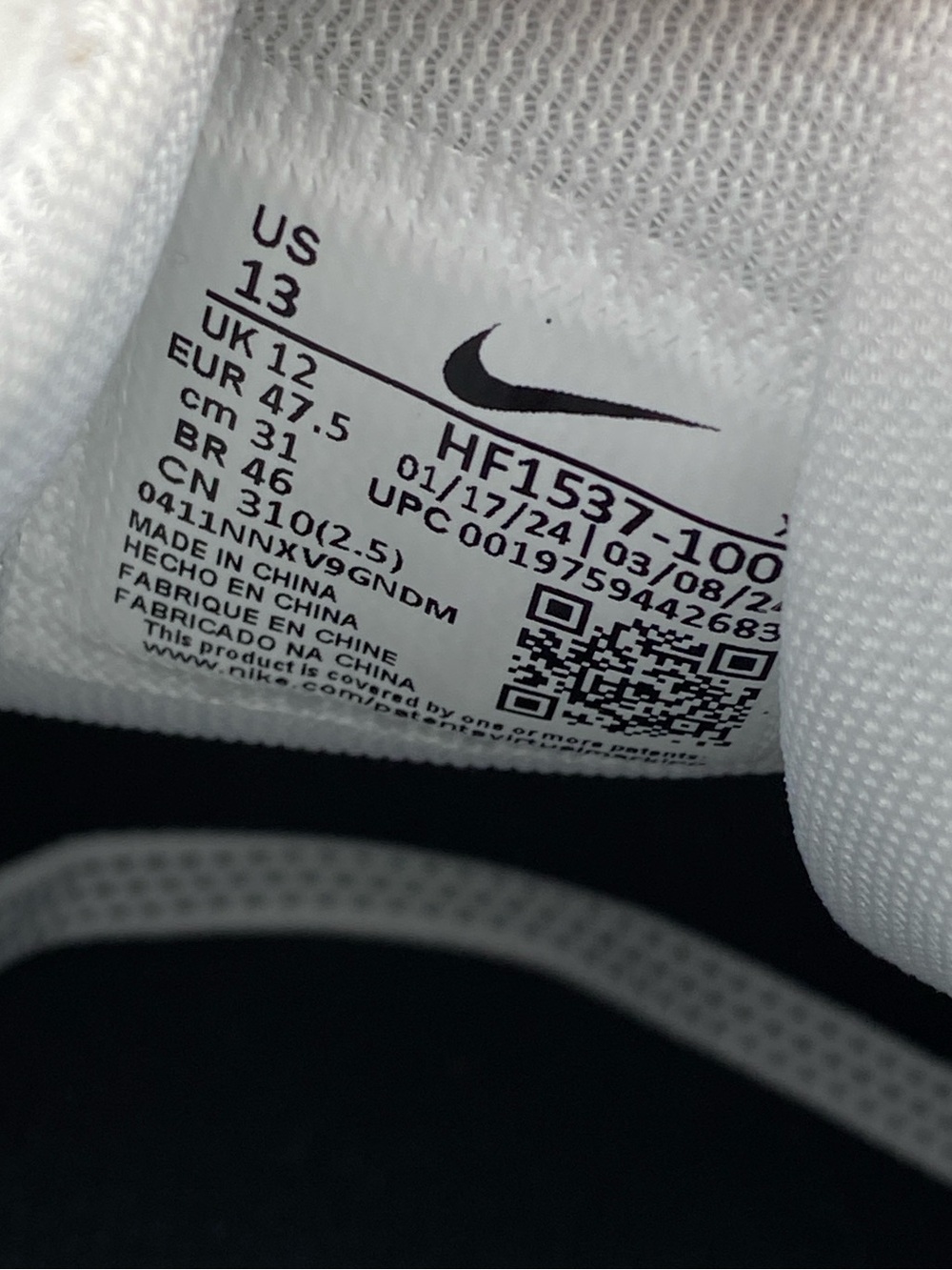 Nike Air Zoom Pegasus 41 Wide TB White Black Running Shoe HF1537-100 Men’s 13 - Picture 12 of 12